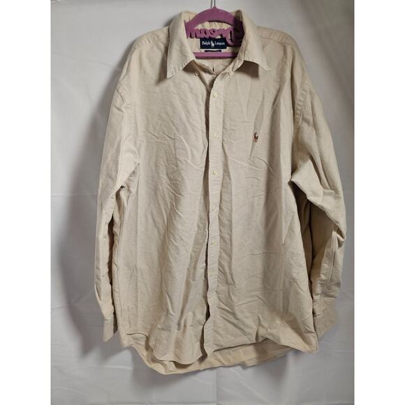 Polo Ralph Lauren YARMOUTH Oxford Tan Button Down Shirt Men's XL 17-34 - Picture 1 of 14